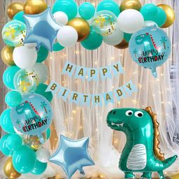 Puchku Dinosaur Theme Net Back Drop Curtain with LED Lights Backdrop B-image-47