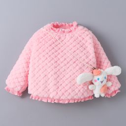 Kookie Kids Full Sleeves Top With Checks Design - Pink-image-99