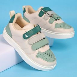 Pine Kids Velcro Closure Casual Shoes - Green & Beige-image-81