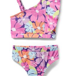 Babyhug Sleeveless Two Piece Swimsuit with Floral Print - Plum-22