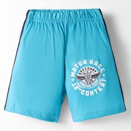 Taeko Single Jersey Knit Knee Length Shorts With Text Print - Sea Green-image-12