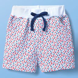 Evimo Single Jersey Knit Knee Length Shorts With Heart Print - Light Blue-image-44