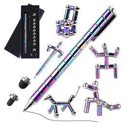 Magicwand Rainbow Colored Magnetic Toys Pen | Decompression Magnetic Metal Pen | Multifunction Writing Magnet Ballpoint Pen Pack of 1 Multi-Colored-26