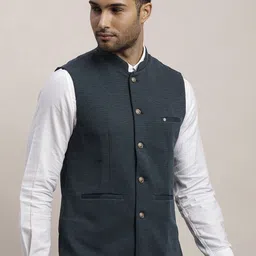 Turtle Woven Design Nehru Jacket image 3