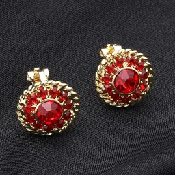 FirstBlush Gold-Plated Artificial Stones Studded Circular Shaped Non Pierced Studs-13