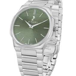 Sylvi Men Patterned Analogue Multi Function Watch Blad-Green-silver image 2