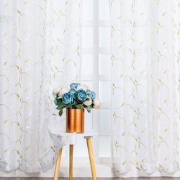 Parda Online Green & White Embroidered Sheer Door Curtain-image-14