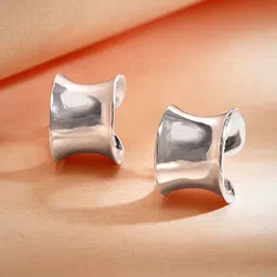 Rubans Silver-Plated Bold Sculptural Curved Hoop Earrings-20