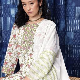 Taavi Floral Printed Regular Block Print Legacy Kurta with Palazzos & Dupatta-57