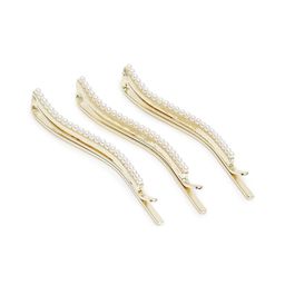 I Jewels Set of 3 Gold-Toned & White Beaded Hair Pins-61