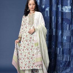 Taavi Floral Printed Regular Block Print Legacy Kurta with Palazzos & Dupatta image 4