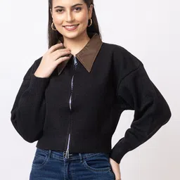 GFO Women Solid Woollen Front Open Sweater-image-84