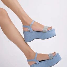 Shoetopia Women's Blue Ankle Strap Sandals-image-8