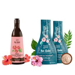 Nat Habit Five Oil Hibiscus Fresh Navdha Shampoo 250ml & Set Of 2 Hair NutriMask 40g Each-27