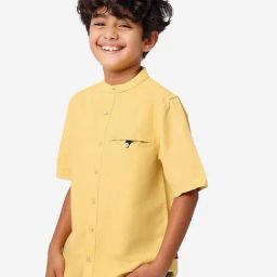 Bonkids Boys Band Collar Casual Cotton Shirt-picture-42