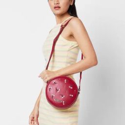 Caprese Dara Maroon Faux Leather Embroidered Sling Handbag-image-36