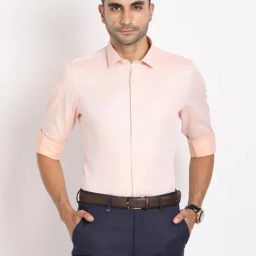 Turtle Light Pink Cotton Slim Fit Dobby Shirt-image-38