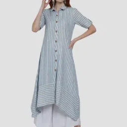 Women Republic Blue Cotton Striped A Line Kurta-picture-45
