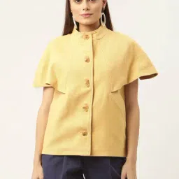Rooted Yellow Half Sleeves Coat-picture-42
