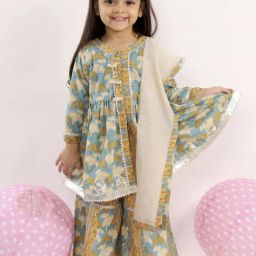 Little Bansi Kids Blue Cotton Printed Suit Set-image-34