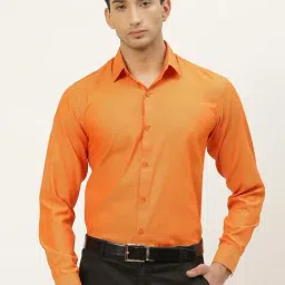 Sojanya Orange Cotton Regular Fit Self Pattern Shirt-image-39