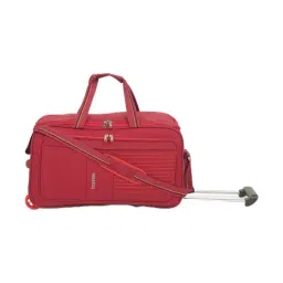 Teakwood Leathers Red Soft Sided Cabin Duffle Trolley Bag-image-47