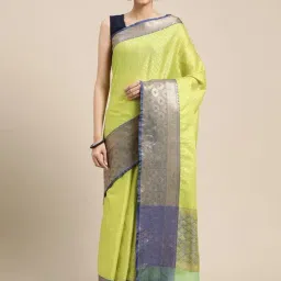 Banarasi Silk Works Green Silk Woven Saree With Unstitched Blouse-image-72