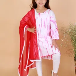 VASTRAMAY Kids Pink & White Cotton Over Dyed Kurta Set-picture-43