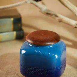 Fabindia Home 'Swayam' Navy & Brown Ceramic 10.5 cm Jar With Lid (0.5 L) - Set of 1-image-46