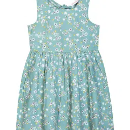 Budding Bees Kids Sea Green Floral Print Dress-image-84