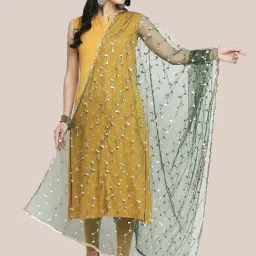 Dupatta Bazaar Green Embellished Dupatta-image-29