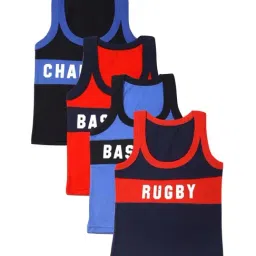 Bodycare Kids Blue & Red Cotton Printed Vest (Pack of 4)-picture-25