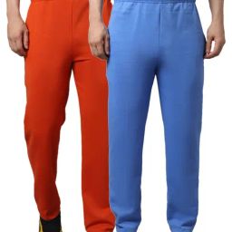Vimal Jonney Orange & Sky Blue Regular Fit Trackpants - Pack of 2-image-24