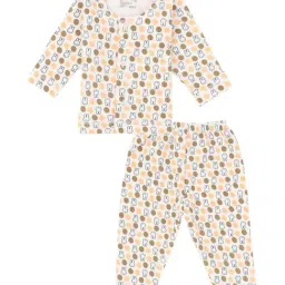 Bodycare Kids White & Brown Cotton Printed Full Sleeves T-Shirt Set-image-68