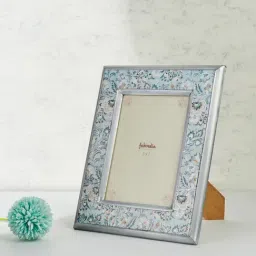 Fabindia Home Ameera Printed Light Blue Wood Photo Frame-32