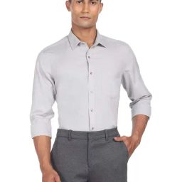 Arrow Light Grey Regular Fit Cotton Shirt-picture-29