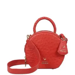 Hidesign Red Textured Medium Handbag-9
