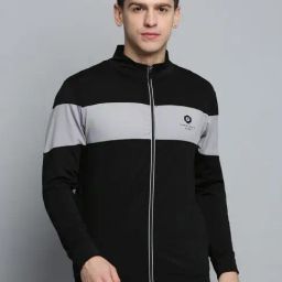 showoffff SHOW OFF Black & Grey Regular Fit Colour Block Sweatshirt-picture-15