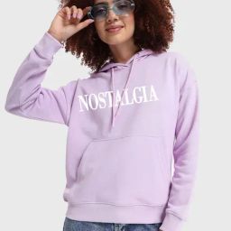 Bewakoof Lavender Graphic Print Hoodie-image-6