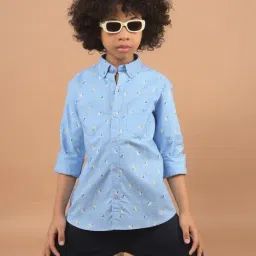 Crimsoune Club Boys Blue Cotton Printed Shirt-picture-15