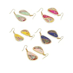 OOMPH Meenakari Ethnic Drop Earrings - Set of 5 image 5