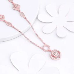 GIVA 92.5 Sterling Silver Radiant Halo Necklace for Women-image-57