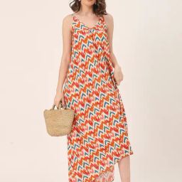 Moomaya Multicolor Printed High-low Dress-picture-0