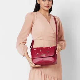 Caprese Dara Maroon Faux Leather Embroidered Sling Handbag-image-39