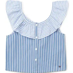 TOMMY HILFIGER Girls Blue Cotton Striped Top-picture-34