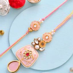 Aapno Rajasthan Peach Ceramic Enamled & Kundan Crafted Bhaiya Bhabhi Set-image-55