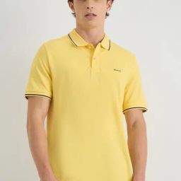 GANT Mens Yellow Solid Polo Collar Short Sleeve T-Shirt-image-14
