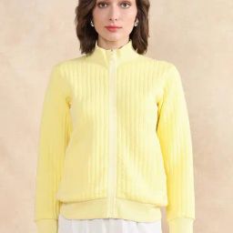 RAREISM Yellow Cotton Blend Solid Long Sleeves Jacket-picture-4