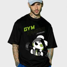 Bewakoof Black Loose Fit Graphic Print Oversized Crew T-Shirt-image-49