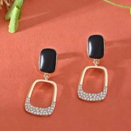 ToniQ Gold Black CZ Party Drop Earrings for Women-image-42